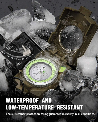 Mulitifunctional High Precision Outdoor Survival Military Compass Camping Waterproof Metal with Fluorescent Geological Compass