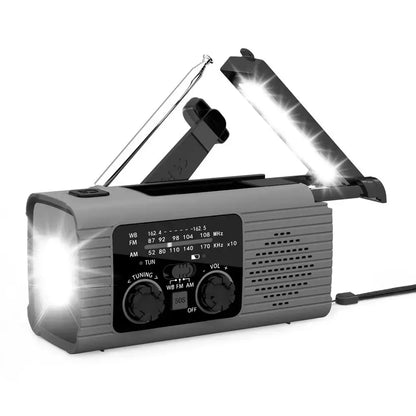 Portable Solar Radio Flashlight Hand Crank Weather Radio AM/FM/NOAA Radio Crank 3 Way Charging Survival For Camping