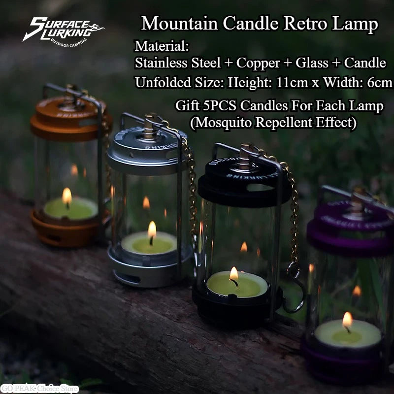 MOUNTAINHIKER GOPEAK Outdoor Candle Light Set Picnic Camping Retro Decorate Ambience Light Creative Desktop Bedside Candle Light
