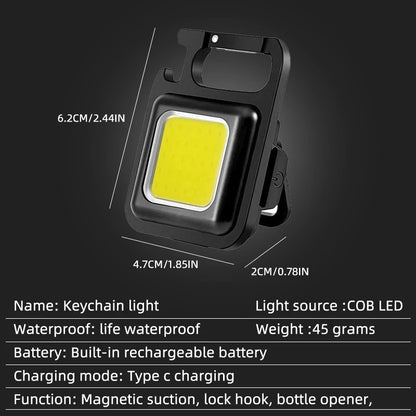 LED Flashlight Super Bright 1000LM Folding Bracket Bottle Opener Keychain USB Rechargeable Waterproof Light Outdoor Camping Tool