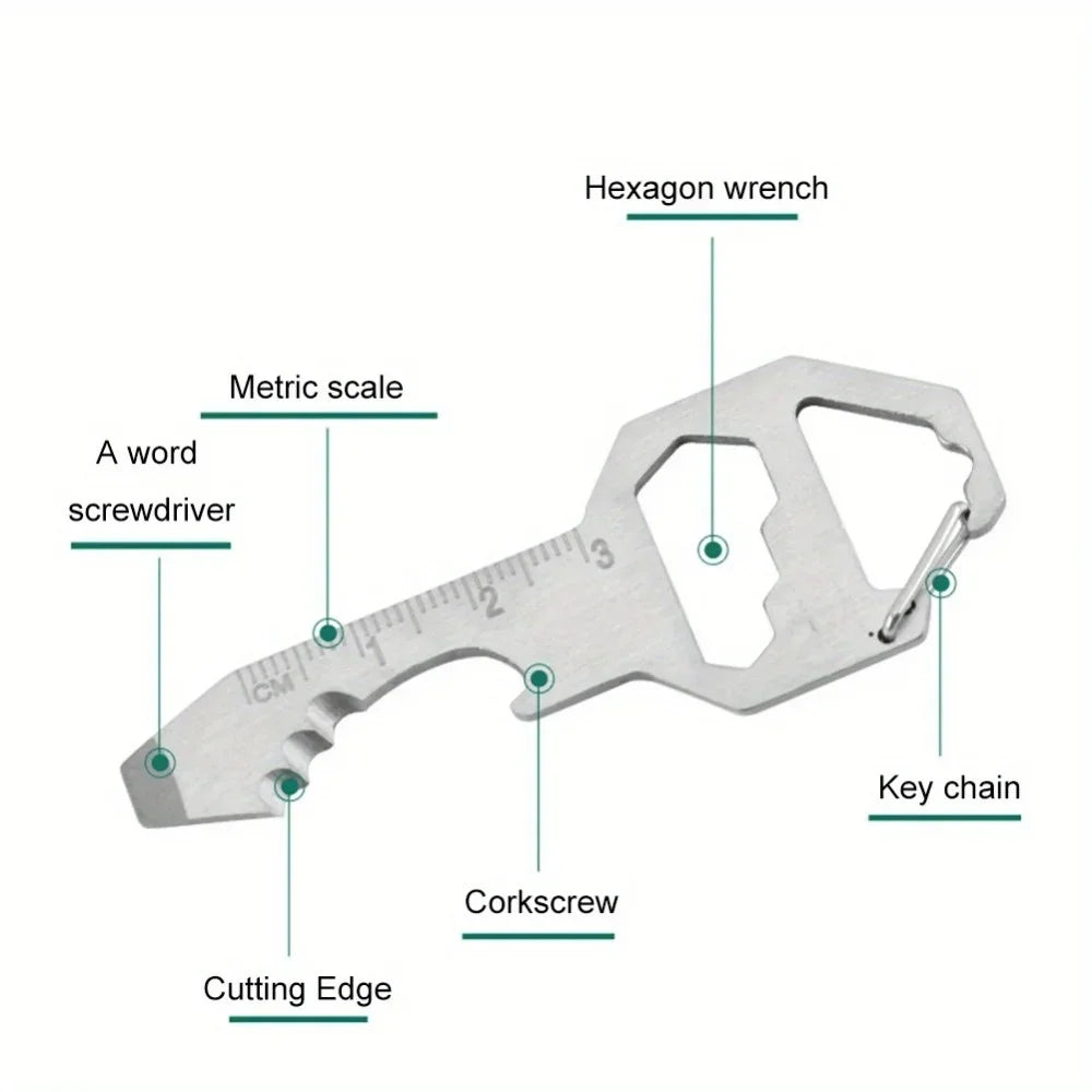 1PC Compact Outdoor Survival Bottle Opener Wrench Screwdriver Pocket EDC Multi Tool Keychain Outdoor Survival Gear Gadget