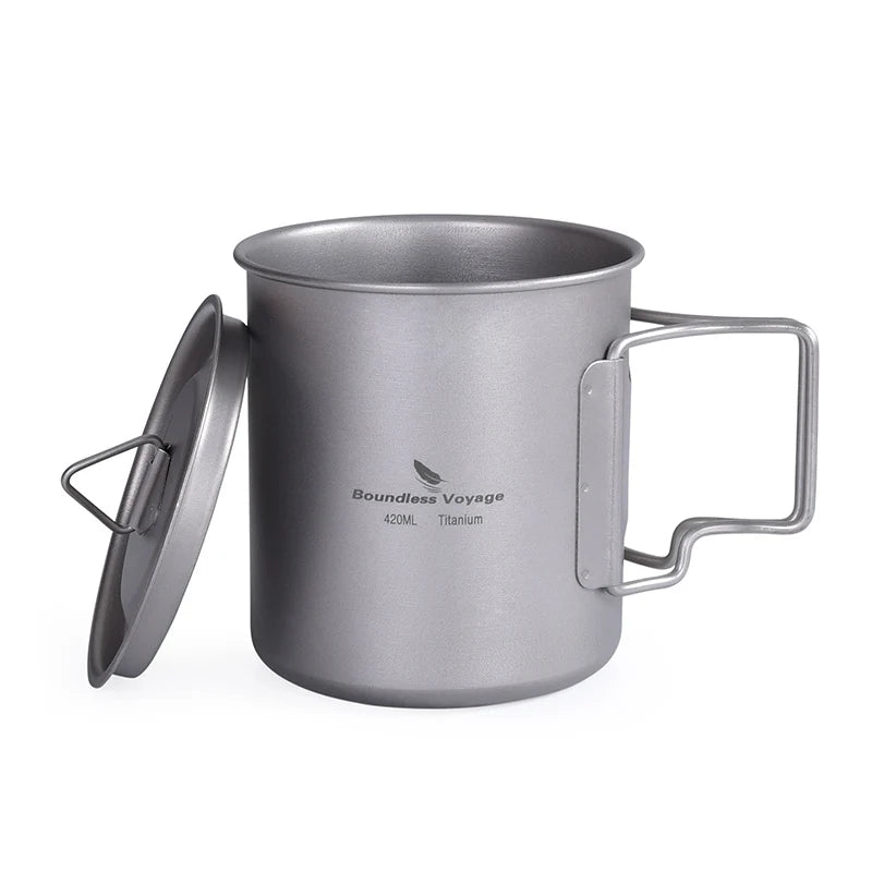 Boundless Voyage Camping Titanium Cup Mug Outdoor Tourist Picnic Cooking Hanging Pot Tableware Hiking Kitchen Equipment Cookware