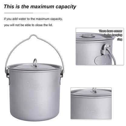 Boundless Voyage Camping Titanium Cup Mug Outdoor Tourist Picnic Cooking Hanging Pot Tableware Hiking Kitchen Equipment Cookware