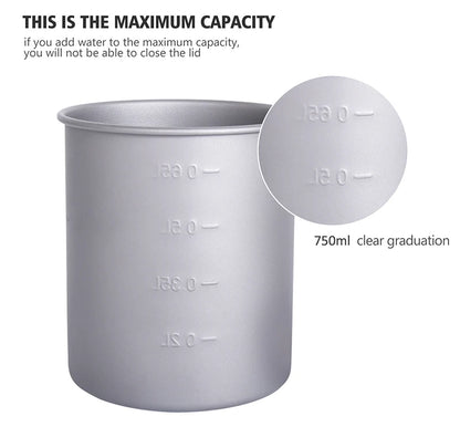 Boundless Voyage Camping Titanium Cup Mug Outdoor Tourist Picnic Cooking Hanging Pot Tableware Hiking Kitchen Equipment Cookware