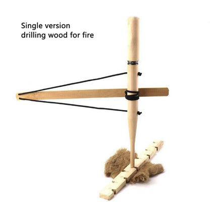 Wood Drilling Fire Making Tool Outdoor Survival Practice Tool Camping Lighter Fire Starter for Fishing Picnic Hunting