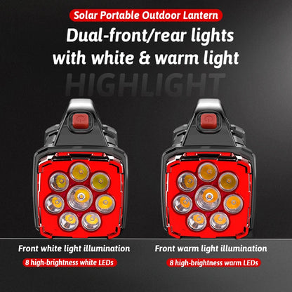 Dual Color + Dual Light Source Solar Rechargeable 16 LED Light USB Power Bank Function Multi Switches Portable Outdoor Lighting