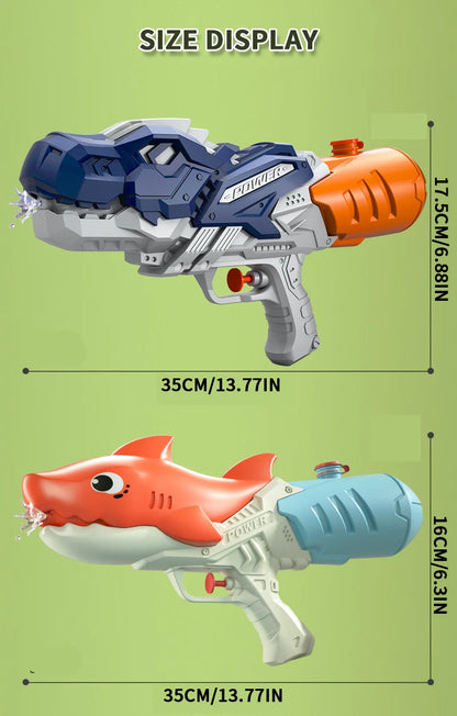 Dinosaurs, ducks, sharks, twin sprinklers, water gun toys, water fights, family gatherings, party games, water pools, beach toys