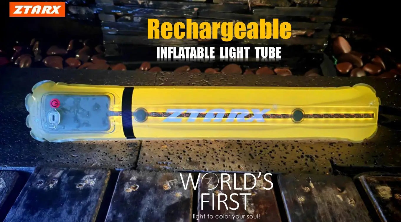 Portable Air Tube Light Foldable LED Soft Light Inflatable USB Solar Charging Waterproof Outdoor Photography Camping Lighting