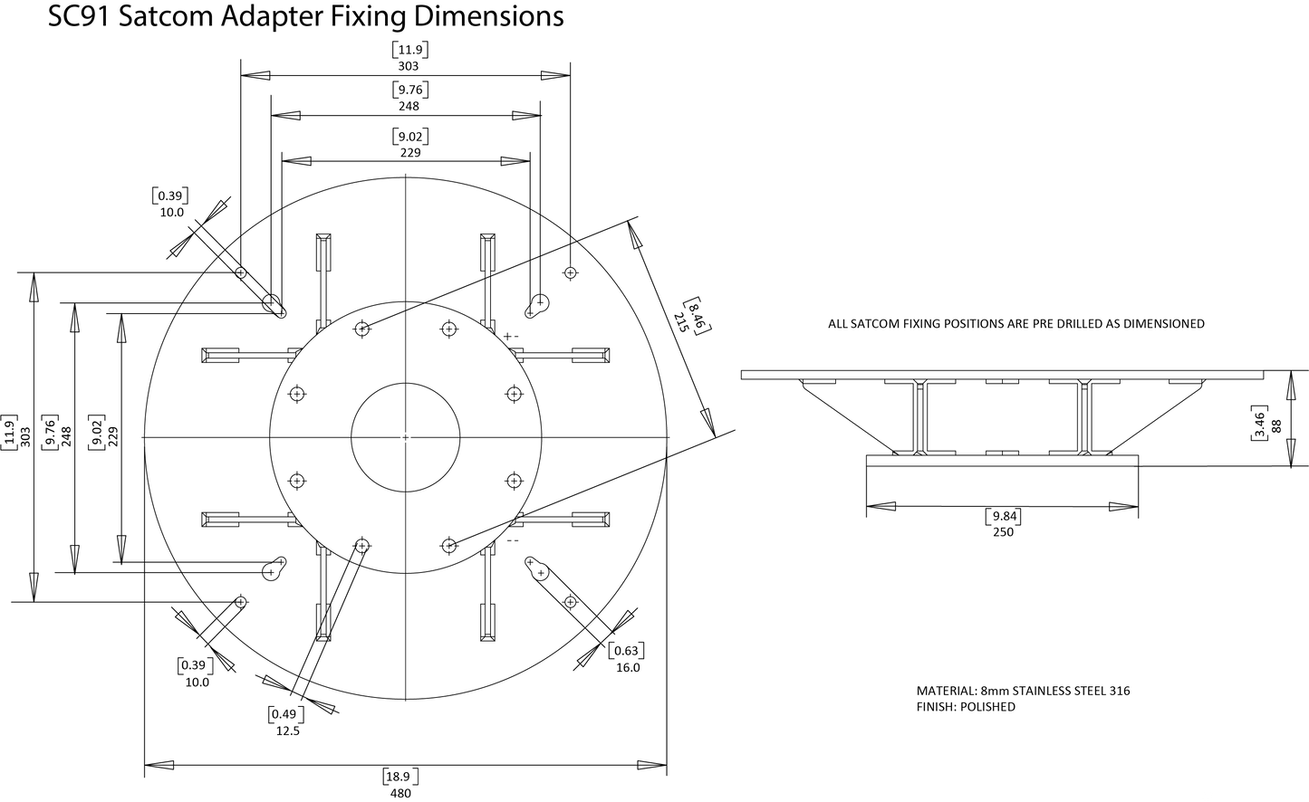 Scanstrut SC91 SC91 SC91 Satcom Antenna Stainless Mount (Made | 4Boats