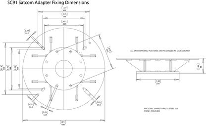 Scanstrut SC91 SC91 SC91 Satcom Antenna Stainless Mount (Made | 4Boats