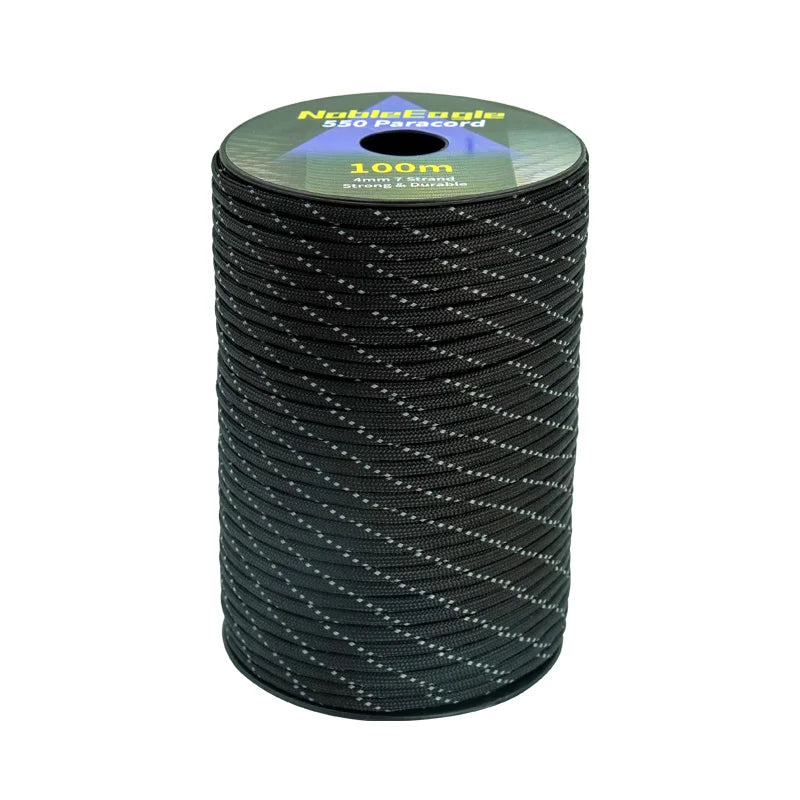 Reflective Paracord Rope Military 7 Strand 4mm 550 Tactical Parachute Cord Camping Tent Lanyard DIY Bracelet Weaving Rope