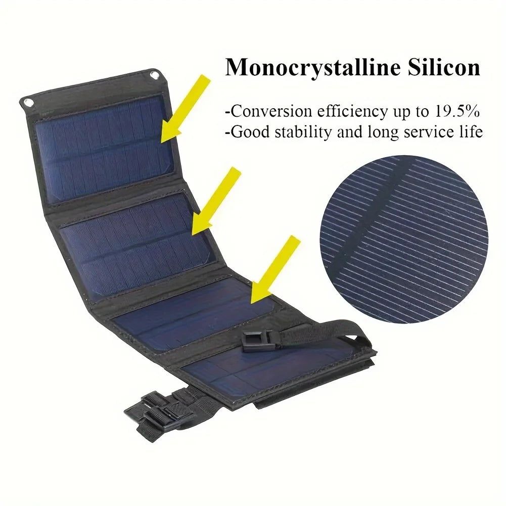 1pc USB Foldable Portable Solar Panel 5V Flexible Small Waterproof Solar Panels Cells for Phones Car Camping Hiking Power Bank