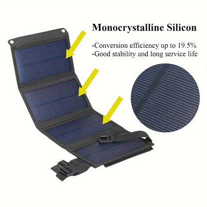 1pc USB Foldable Portable Solar Panel 5V Flexible Small Waterproof Solar Panels Cells for Phones Car Camping Hiking Power Bank