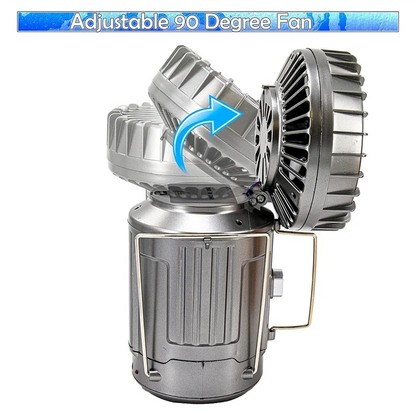 XSXS-6 In 1 Camping Fan 2 In 1 Hanging Fan With Led Lantern Solar Powered Fan Portable Rechargeable Gold