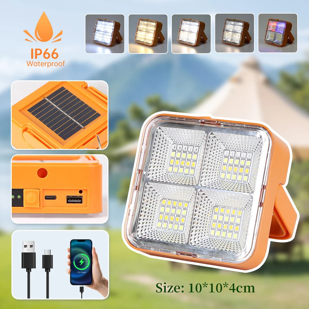 Portable Solar Outdoor Light Rechargeable Emergency LED Lamp with USB Port Sunlight Lantern Parkside Travel Hike Camping Lights