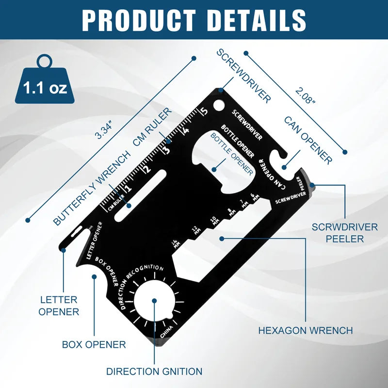 Multi Tool 46 in 1 Credit Card Size Outdoor Camping Survival Accessories Multipurpose Gear Gadget Tools for Man Portable