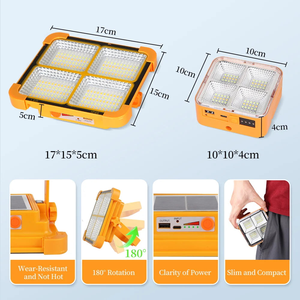 Portable Solar Outdoor Light Rechargeable Emergency LED Lamp with USB Port Sunlight Lantern Parkside Travel Hike Camping Lights