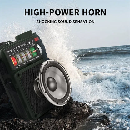 R11 Solar Hand Generator Radio Card Speaker Outdoor Emergency Disaster Prevention Survival Equipment with SOS Alarm Flashlight