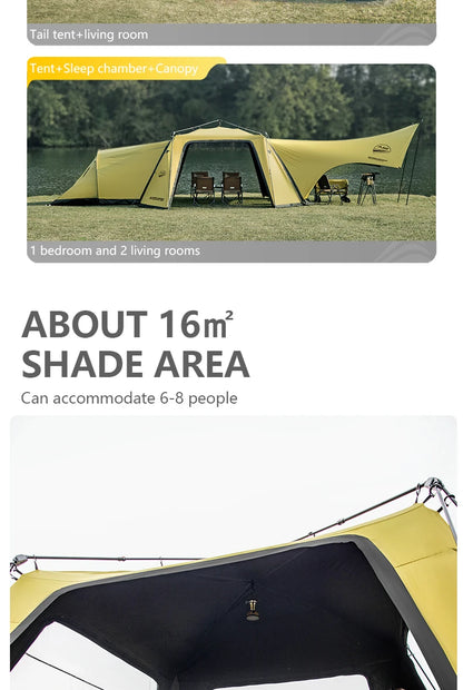 BISINNA 6-8 Persons One-touch Dome Tent Vinyl Coated Canopy Waterpoof Sunshade Shelter for Family Camping Travel Outdoors