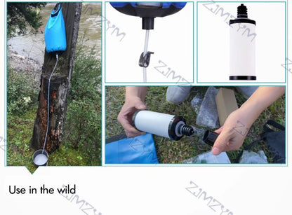 Gravity Water Purifier, Bag Emergency Disaster Relief Outdoor Portable Filter Water Purifier Field Camping Equipment Gravity