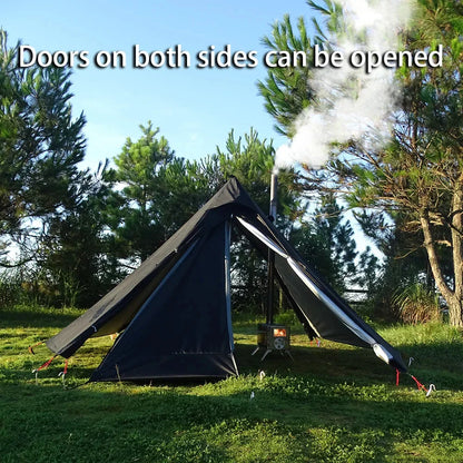Tipi Hot Tent with Chimney Window Bushcraft Green-3
