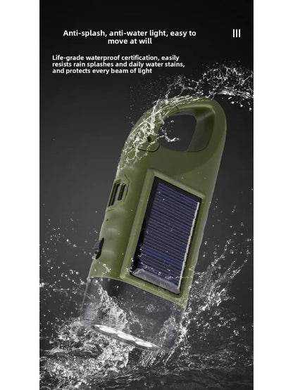 Solar Powered LED Flashlights USB Charging Flashlight Survival Gear for Outdoor Camping Hiking Emergency Torch Light
