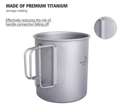 Boundless Voyage Camping Titanium Cup Mug Outdoor Tourist Picnic Cooking Hanging Pot Tableware Hiking Kitchen Equipment Cookware