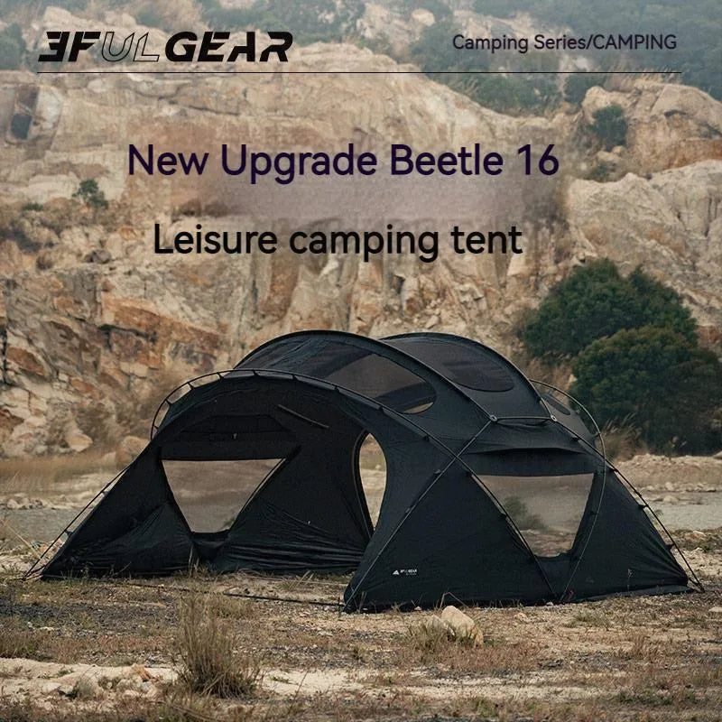3FUL GEAR 2.0 Beetle 16 Dome Tent 70D Nylon Spherical Tent Breathable Large Space Tunnel Tent With Chimney Mouth Camping Hiking