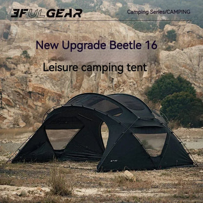 3FUL GEAR 2.0 Beetle 16 Dome Tent 70D Nylon Spherical Tent Breathable Large Space Tunnel Tent With Chimney Mouth Camping Hiking