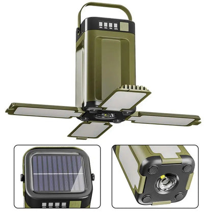 Solar Portable Camp Light Camping Lamp Foldable Flashlight Emergency Power Bank Work Floodlight For Outdoor Camping