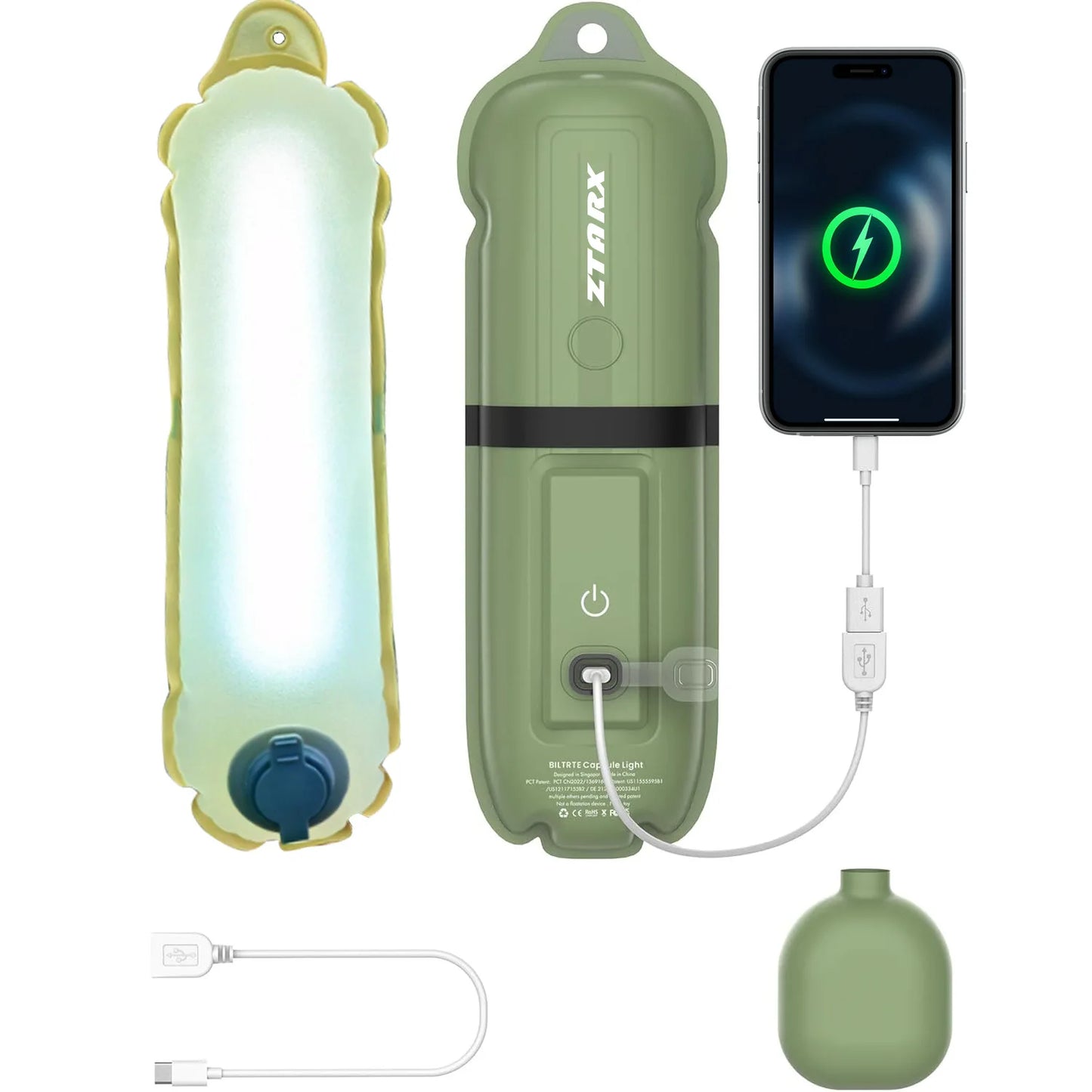 Portable Air Tube Light Foldable LED Soft Light Inflatable USB Solar Charging Waterproof Outdoor Photography Camping Lighting