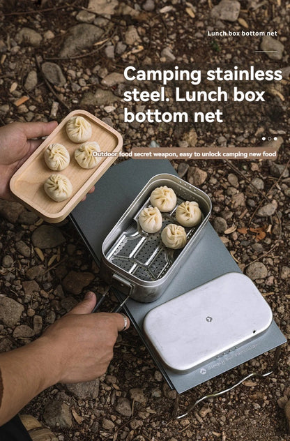 CAMPINGMOON Outdoor Camping Aluminum Lunch Box Bottom Net Picnic Thickened Stainless Steel Steaming Net With High Steaming Sheet
