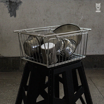 ARBOR FOLDING STAINLESS BASKET WILD CAMPING OUTDOOR