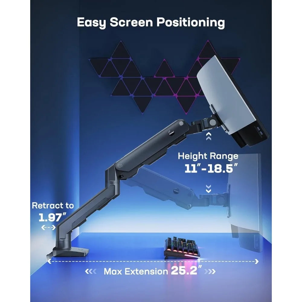 Heavy Duty Monitor Arm for 49 inches Screens up to 35 lbs, Aluminum Ultrawide Screen Arm for Samsung Odyssey G9 and More
