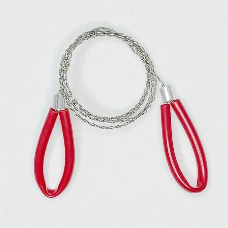 1pc Leather Cover Stainless Steel Wire Saw Wilderness Survival Outdoor Camping Hike Mini Hand Pulled Rope Saw Survival Equipment