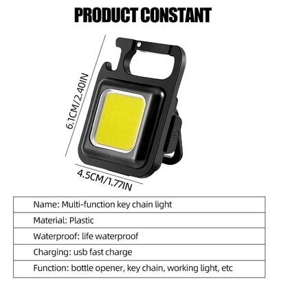 LED Flashlight Super Bright 1000LM Folding Bracket Bottle Opener Keychain USB Rechargeable Waterproof Light Outdoor Camping Tool