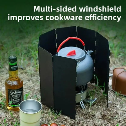 Stove Windshield Folding Structure 10 Plates Camping Supplies Wind Deflectors Stove Picnic Cooking Burner Windproof Screen