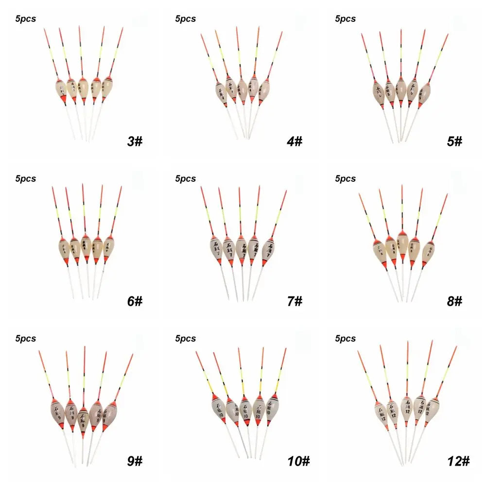 5pcs Fishing Floats Balsa Wood Flotteur Portable Durable Peche Shallow Floating Exquisite Models Accessories