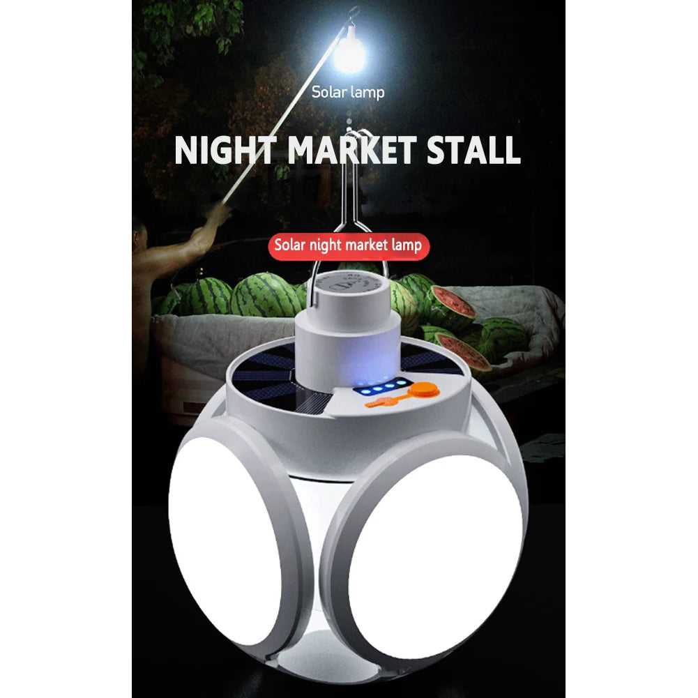 LED Camping Light IPX4 Waterproof 1200mAh Solar USB DC Rechargeable Portable LED Lantern 5 Modes 500LM Outdoor Lights