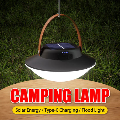 Solar LED Camping Light USB Rechargeable IP65 Lamp Outdoor Tent Hanging 4lighting Mode Lanterns Emergency Home Repair Work Light