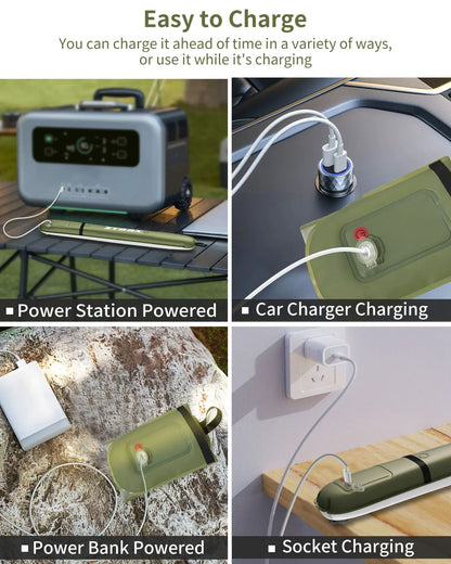 Portable Air Tube Light Foldable LED Soft Light Inflatable USB Solar Charging Waterproof Outdoor Photography Camping Lighting