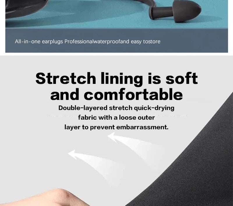 2025 New Anti Embarrassment Swimming  Gear Complete Adult Swimsuit Set Swim Cap Goggles 3 Pcs Set  Swimming Trunks for Men Short