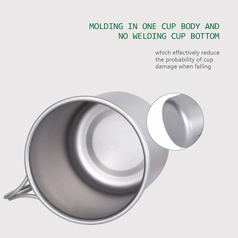 Boundless Voyage Camping Titanium Cup Mug Outdoor Tourist Picnic Cooking Hanging Pot Tableware Hiking Kitchen Equipment Cookware