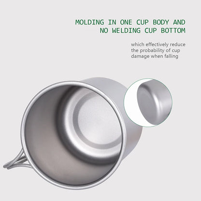 Boundless Voyage Camping Titanium Cup Mug Outdoor Tourist Picnic Cooking Hanging Pot Tableware Hiking Kitchen Equipment Cookware