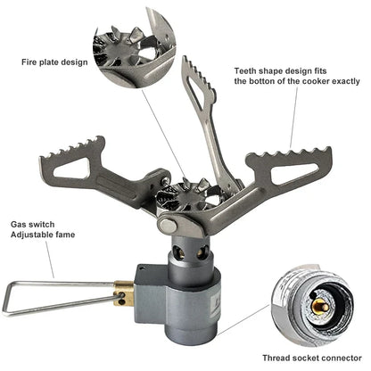 Titanium Outdoor Gas Stove 2700W Mini Camping Burner Silver-3