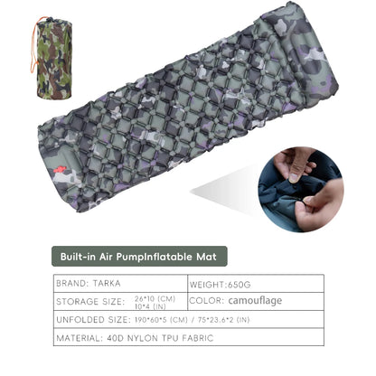 TARKA Inflatable Camping Mats Air Cushion With Pillow Outdoor Tourist Sleeping Pad Self-Inflating   Mattress For Hiking Climbing