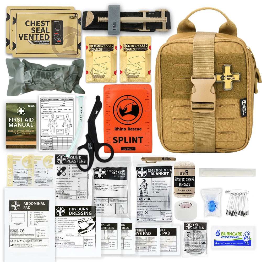 RHINO RESCUE-SE IFAK Trauma First Aid Kit,Tactical Medical Pouch for Car Home Travel Hiking and Camping,Emergency Survival Gear
