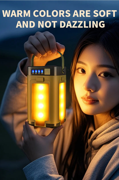 Solar Outdoor Portable Camping Light Solar Charging Foldable 2000mah Power Bank Intelligent Display Portable Hanging Tent Light