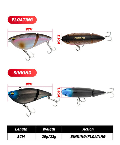 Floating Sinking Baits 2 Sections 8cm Multi Jointed Swimbait VIB Fishing Lures Swimbait for Fishing Pike Bass Fishing Tackle