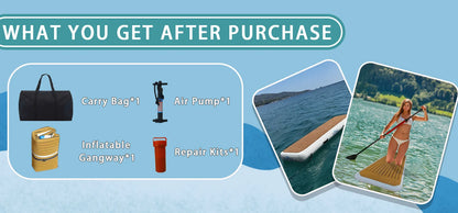 Floating Dock with Carry Bag, Inflatable Platform, Gangway for Lake Sea Water Boat, Floats for Island